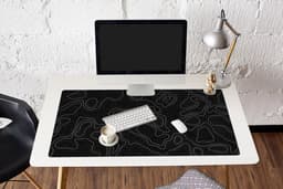 Muismat 120x60 cm - Bureaumat kantoor zwart - Computer en desktop accessoires - Muis en bureau mat onderlegger - Zwarte bureaulegger xl - Mousepad xxl - Kantoorartikelen decoratie - Muismatten office desk anti slip - Kantoormeubelen — thumbnail 5