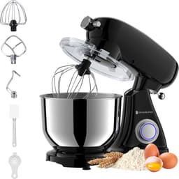 KitchenBrothers Keukenrobot - Keukenmachine - 6,2L Mengkom - 1800W - BPA-vrij - Keukenmixer - Aluminium - Zwart — thumbnail 1