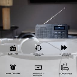 Denver DAB Radio - Noodradio / Noodpakket - Batterijen & Netstroom - Keukenradio - Draagbare Radio - DAB42 - Zwart — thumbnail 4