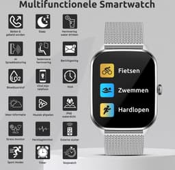 SAMTECH Smartwatch Ultra Thin Pro Serie 5 - Dames & Heren – Sport horloge - Stappenteller, Calorie Teller, Slaap meter, HD – IOS & Android - Grijs / Zilver — thumbnail 2
