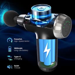 Massagepistool massageapparaat, mini massage gun, spiermassageapparaat elektrisch, draagbaar handmassageapparaat met 6 snelheden, 4 massagekoppen — thumbnail 2