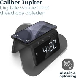 Caliber Wekker - Draadloze Oplader - Wake-up Light - Digitale wekker - Wekkers digitaal - Digitale klok - Zwart — thumbnail 4