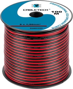 Cabletech - Speaker kabel luidsprekersnoer CCA rood / zwart 2x 1.5mm Haspel 100m — thumbnail 1