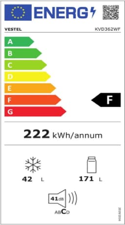 Vestel KVD362SF zwart Koelvriescombinatie 145cm — thumbnail 2