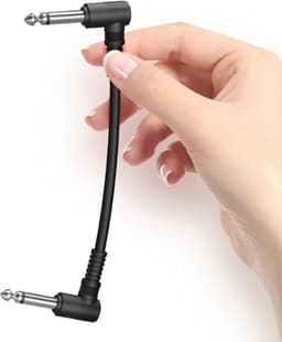 Patchkabel 15 cm Zwart - Jack Jack Kabel - Pedaalkabeltjes - Patch Kabeltje - 2 x Haakse Jack - Gitaar Effect Kabel — thumbnail 3