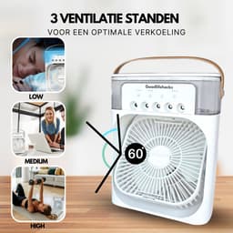 Good lifehacks Mini Airco - Aircooler - Luchtkoeler - Airconditioning - Tafel Ventilator - Luchtbevochtiger - 600ml - Luchtverfrisser - Aroma Diffuser — thumbnail 3