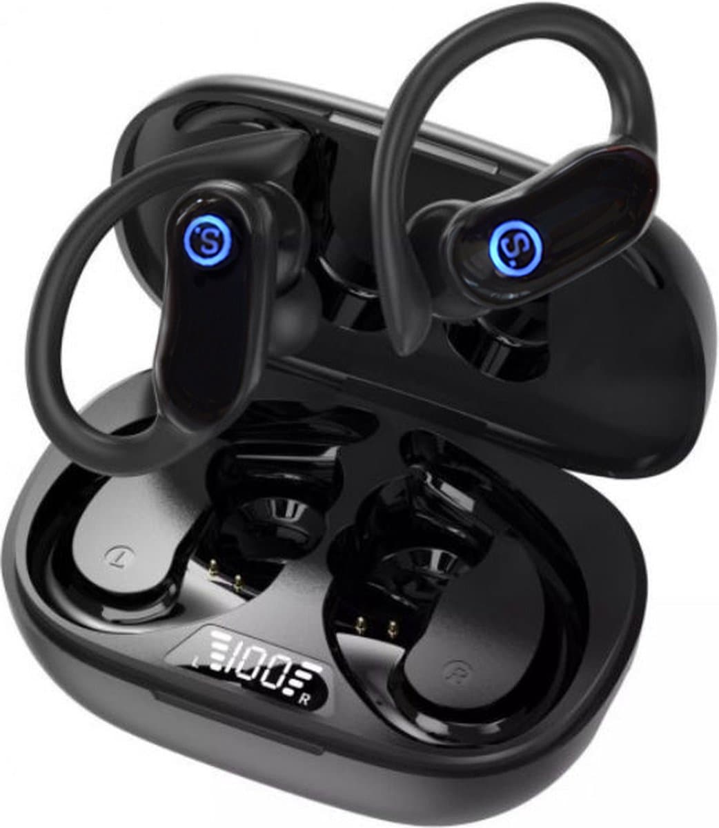 Sonume Sport Pro - Draadloze Oordopjes - 36 uur Batterij - Bluetooth In Ear Sport Oortjes met Oorhaak - Hardlopen, Fitness & Fietsen - IPX7 Waterdicht - Zwart — afbeelding 1