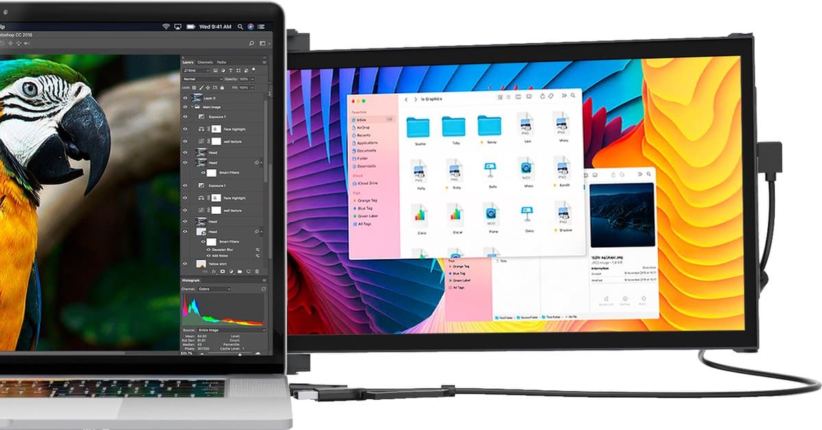 Mobile Pixels Duex Plus DS - Portable Monitor - 13.3 inch Monitor - FHD - 60hz - Draagbaar Beeldscherm - Draagbare Monitor - Extra Laptopscherm — afbeelding 1