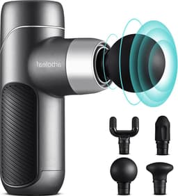 Mini-massagepistool 037 kg - klein licht pistool met 4 siliconen opzetstukken - 5 snelheden 3000 tpm - stil spierpistool voor spierontspanning - 2000 mAh USB C Massage gun — thumbnail 1