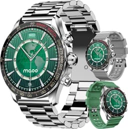 Maoo Titan AMOLED Smartwatch Heren - Stainless Steel en 2 TPU bandjes - Stappenteller - Hartslagmeter - Slaapmonitor - Multisport - Geschikt voor Android en iOS - Zilver — thumbnail 1