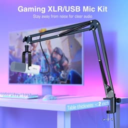 FIFINE - AM8T - Wit - USB / XLR Studio microfoon - PC-Gaming Met Flexibele Arm ( 66cm! ) - Geschikt voor PC/PS4/PS5 - RGB - Podcast - Gaming - Streaming — thumbnail 3