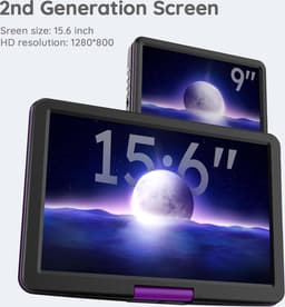 BOIFUN 17,5'' draagbare dvd-speler met 15,6'' groot HD-draaischerm, 6 uur oplaadbare batterij, ondersteuning voor USB/SD-kaart/Sync TV en meerdere schijfformaten dvd-speler, luidspreker met hoog volume, paars — thumbnail 3