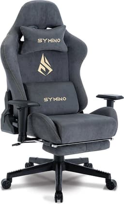 Gaming Stoel Met Voetsteun - Ergonomische Gamestoel - Gaming Chair - Verstelbare Functies - Verrijdbaar - Tot 200kg - Grijs — thumbnail 1