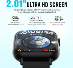 SAMTECH Smartwatch Pro - Heren & Dames – horloge – met HD Touchscreen - Stappenteller, Calorie Teller, Slaap meter – Geschikt voor iOS, Android en meer - Zwart — thumbnail 3