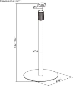 VDD Vloerstandaard Sonos - Speaker Standaard - Vloerstandaard Speaker - In Hoogte Verstelbaar - Geschikt voor Sonos® era 100 & 300 - Kabelmanagement - Zwart — thumbnail 5