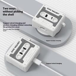 Telestore hoesje geschikt voor AirPods 4 soft case cover- retro cassettebandje bandje tape - TPU hoesje Beschermhoes - AirPods 4 Cover - AirPods 4 hoesje - Geschikt voor Apple Airpods 4 - gel hoesje - Oranje — thumbnail 3