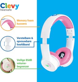 Clevy Hearsafe (Max 85 dB) - Koptelefoon voor kinderen met case - Roze - Ontworpen voor de schoolklas - Kids Headphone - Headset — thumbnail 4