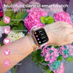 Nuvance Smartwatch Dames & Heren met Bluetooth - IP68 Waterdicht - Geschikt voor alle Smartphones - Stappenteller en Hartslagmeter - Roze — thumbnail 2