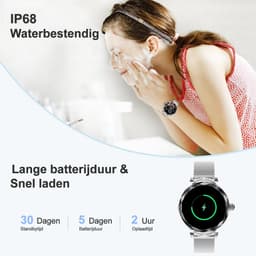 Synyq Diamond Smartwatch Dames Zilver - 39mm - AMOLED Scherm - 2 Bandjes - Horloge met Belfunctie - Bloeddrukmeter - Stappenteller - Dames Horloge -Android en iOS — thumbnail 3