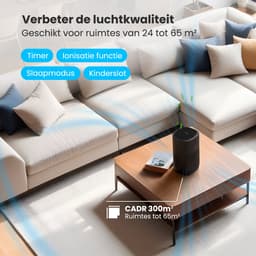 Auronic Luchtreiniger Fresh Pro met HEPA 13 Filter, Ionisator en Koolstoffilter - Ruimtes tot 65m² - CADR-waarde van 300m³/u - Air Purifier - Zwart — thumbnail 4