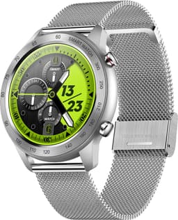 Belesy® MALIBU – Smartwatch Heren – Smartwatch Dames – Horloge – 1.3" Touchscreen – Stappenteller – Calorieteller – Hartslagmeter – Bloeddrukmeter – Zuurstofgehalte – Multi Sporten – Wijzerplaat Personaliseren – Slaapmonitor – Zilver Staal — thumbnail 1