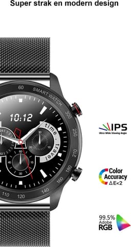 Belesy® MALIBU – Smartwatch Heren – Smartwatch Dames – Horloge – 1.3" Touchscreen – Stappenteller – Calorieteller – Hartslagmeter – Bloeddrukmeter – Zuurstofgehalte – Multi Sporten – Wijzerplaat Personaliseren – Slaapmonitor – Zilver Staal — thumbnail 4