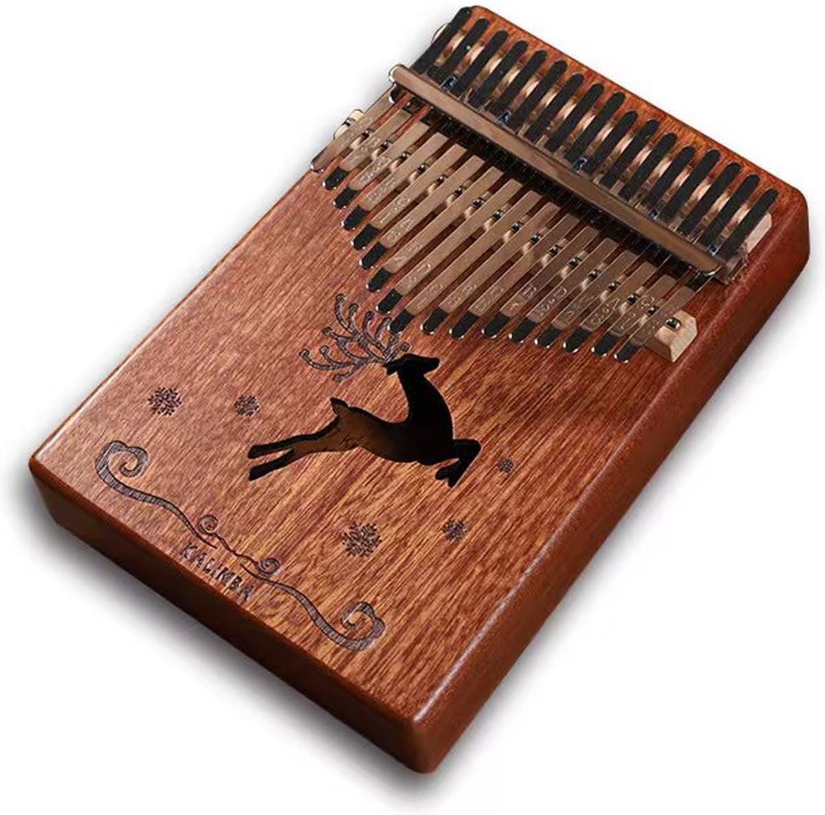 Kalimba Duimpiano 17 Tonen- met Muziekboek en Accessoires- Springend hert — afbeelding 1
