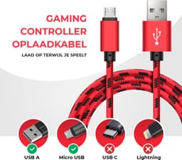 ProFPS Oplaadkabel - Geschikt voor PS4 Controller - 3 Meter - Nylon — thumbnail 2