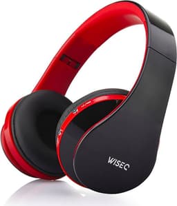 WiseQ Draadloze Koptelefoon Kinderen – Bluetooth Kinderkoptelefoon met Microfoon - Draadloos (Bluetooth) & Bedraad – Inclusief Aux kabel (1m) - Zwart&Rood — thumbnail 1