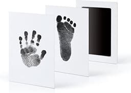 Baby handafdruk en voetafdruk fotokaartje - Baby cadeau - Gipsafdruk alternatief! - Eenvoudig schoonmakeden - Rode inkt — thumbnail 1