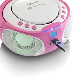 Lenco SCD-650PK - Draagbare radio CD speler met karaokemicrofoon en LED - Roze — thumbnail 2