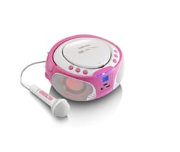 Lenco SCD-650PK - Draagbare radio CD speler met karaokemicrofoon en LED - Roze — thumbnail 3
