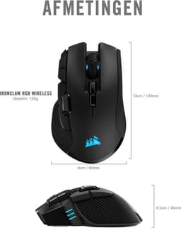 Corsair IRONCLAW RGB Gaming Mouse - 18000 DPI - Zwart — thumbnail 3