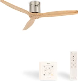 CREATE - Plafondventilator 40W silent Ø132 cm - Controller voor wandmontage - afstandsbediening - Niquel Naturel Hout- WIND CALM — thumbnail 1