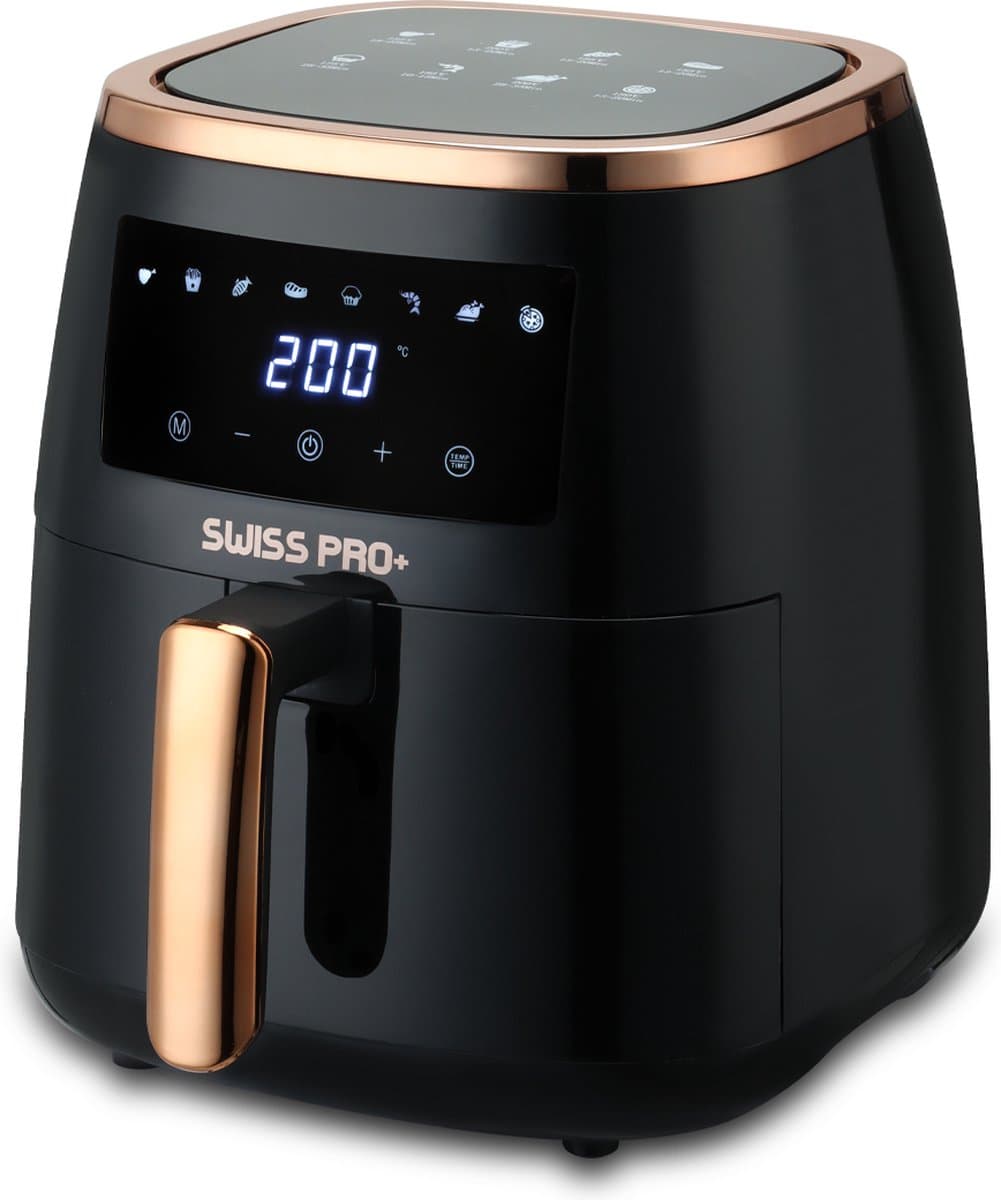 Swiss Pro+ Airfryer SP-AF6.5L.BG airfryer XXXL - Intelligente Heteluchtfriteuse Digitaal- 6.5 L - XXXL 1500W Black/rose gold — afbeelding 1