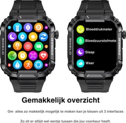 Kiraal Wave - Mannelijke Elegantie - Robuust Smartwatch Ontwerp - Android & iOS - Stijlvol Design - Zandkleurig — thumbnail 4