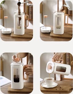 ZYLARO - French Press - Koffiemaker - 1.2 Liter - Vaatwasserbestendig – Dubbelwandig - Wit - mode ontwerp — thumbnail 2