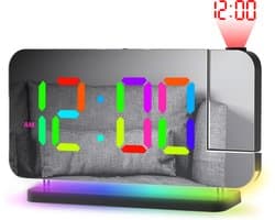 J&D supplies Digitale Wekker - Zwart - Digitale LED klok - Digitale Wekker - Wekker met Projectie - Wekker kinderen