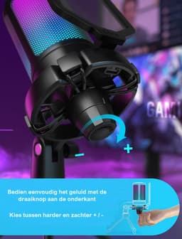 FIFINE - A6V - USB RGB Streaming Microfoon met Standaard - Gaming - Podcast - Geschikt voor - PS5 / PS4 / PC / Windows - Touch Mute Knop - Filter — thumbnail 3