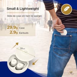 Golden Sound Oordopjes slapen - Draadloze oordopjes - Oortjes draadloos - Sleep Plugs - Active Noise Cancelling 24dB - Slaap oordopjes - Geschikt voor elke laptop en smartphone - Wit — thumbnail 3