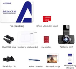 AZDome M17 Pro Wifi 1CH Full HD dashcam voor auto - Full HD video - Parkeermodus - 2,45 inch LCD - 128gb Micro SD ondersteuning — thumbnail 5