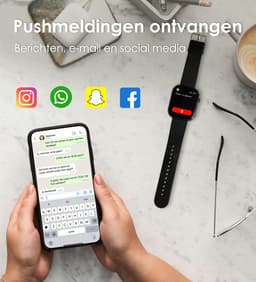 Voltic® Smartwatch Zwart - Dames & Heren Sporthorloge - Android & iOS - Waterdicht Horloge - Sport & Gezondheidstracker - 47mm — thumbnail 3
