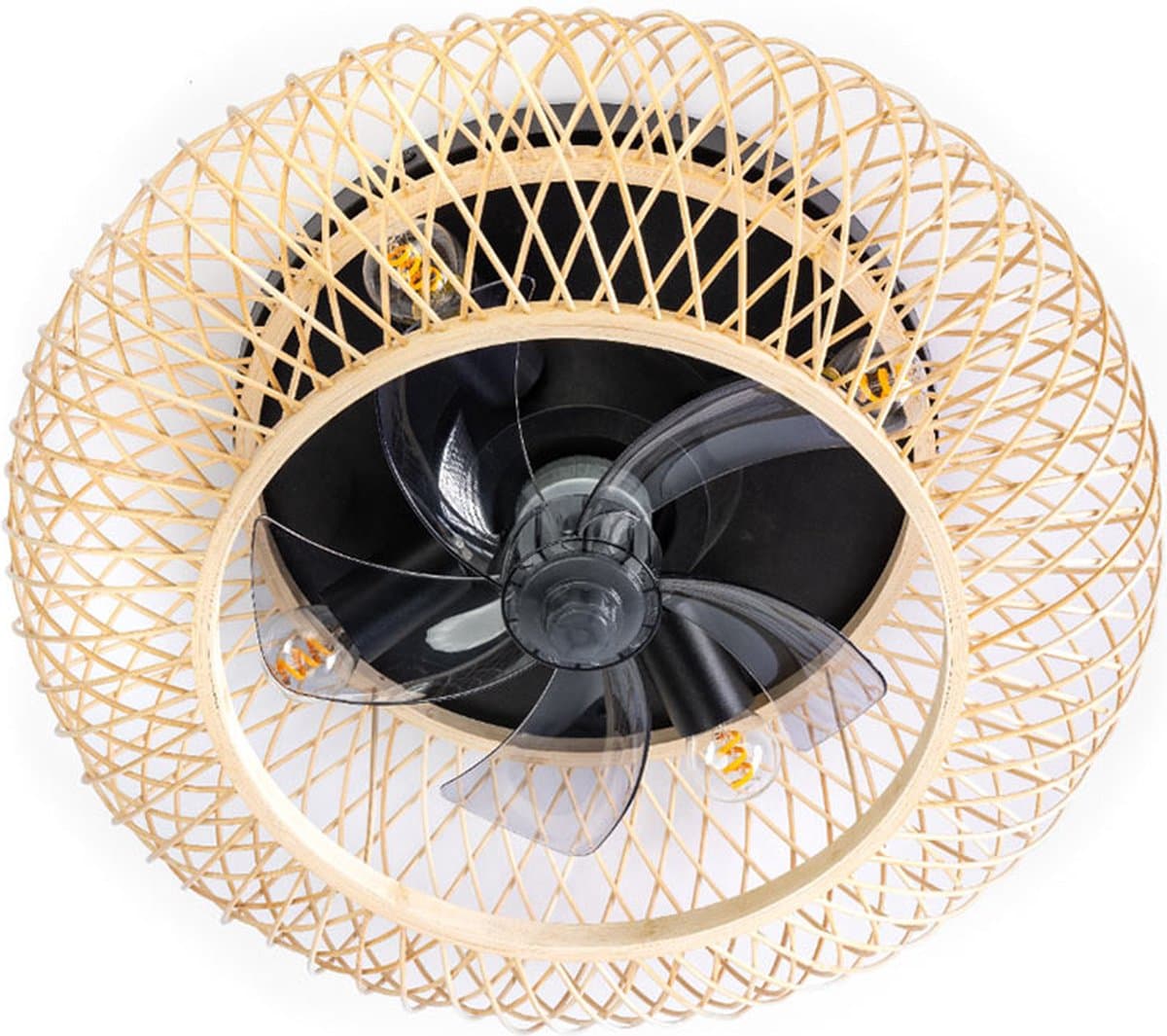 Norah Plafondventilator bamboo d:50cm + 3 light setting - Landelijk - ETH — afbeelding 1