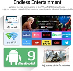 ElementKey MovieVision - Home Projector - 4Ω3W x 1 - 1920x1080p - Multi Media - 65W - Bluetooth 5.0 - Bioscoop - Netflix - Streamen - Wit — thumbnail 5