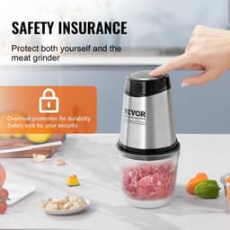 Bolmans - Elektrische Foodprocessor - Keukenmachine - Vleesmolen - Keukenrobot - Gehaktmolen - Multifunctioneel - 1200ml - 3000tpm + 4000tpm - 400W - Voor Groente, Vlees etc - Incl. Glazenkom, Mes en Schraper — thumbnail 3