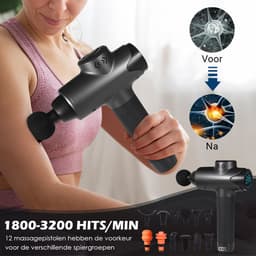 MelYas Massage Gun - 12 opzetstukken - Massage Pistool - Massage Pistool + Massagebal - Massage Apparaat - Massage - Relax - Sport Massage Apparaat - Massageapparaat - Incl. Massagebal - Massage Gun Professioneel - Sport - Touchscreen — thumbnail 2