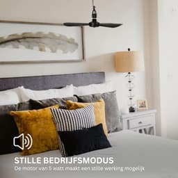 Plafondventilator - 2 Meter lang Snoer - 40cm Ø - Kunststof - Slaapkamer - Woonkamer - Plafond Ventilator - 5W - Opvouwbaar - Stil 25 dB - Zwart — thumbnail 5