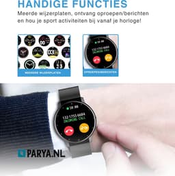 Parya Official Dark Black - Smartwatch - Smartwatch Heren - Smartwatch Dames - Stappenteller Horloge - Smartwatches - Bloeddrukmeter pols - Saturatiemeter - IOS & Android — thumbnail 2