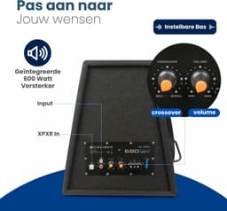 Caliber Subwoofer Auto - Subwoofer Auto met Versterker - 600 Watt Piekvermogen - 12 Inch Auto Subwoofer - 25 tot 3500 Hz Crossover RCA — thumbnail 4