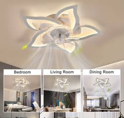 Plafondventilator met led verlichting - afstandsbediening - dimbaar - bloem - zwart - woonkamer - slaapkamer - keuken - 64 cm — thumbnail 5